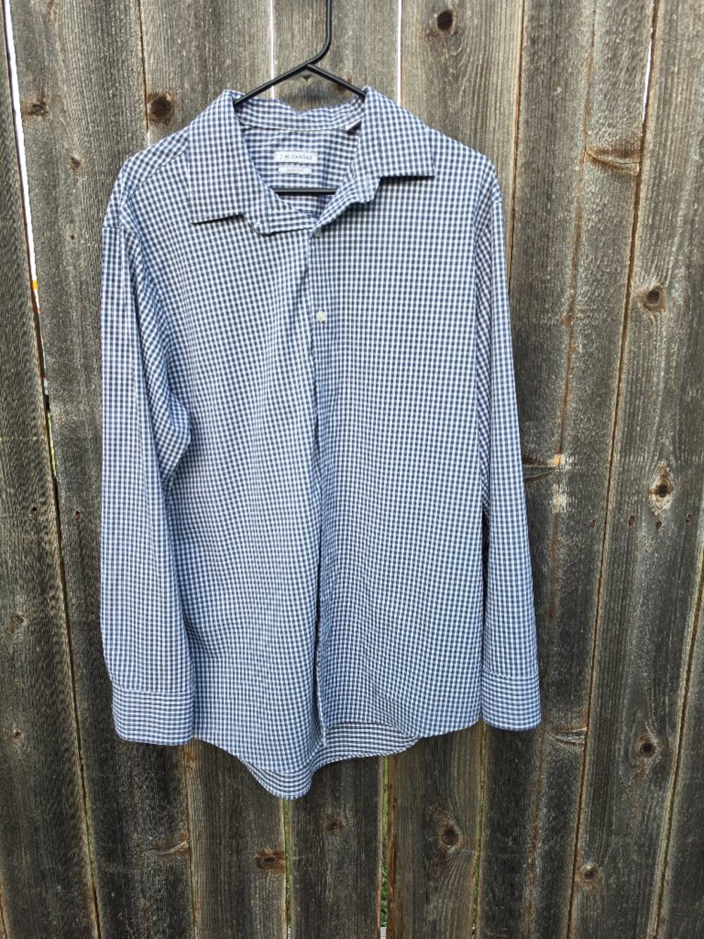 J.M. Haggar Slim Fit Blue Gingham Dress Shirt 17 1/2 34/35